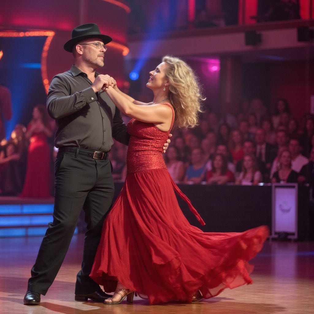 Couple Dancing on Stage Before Judges