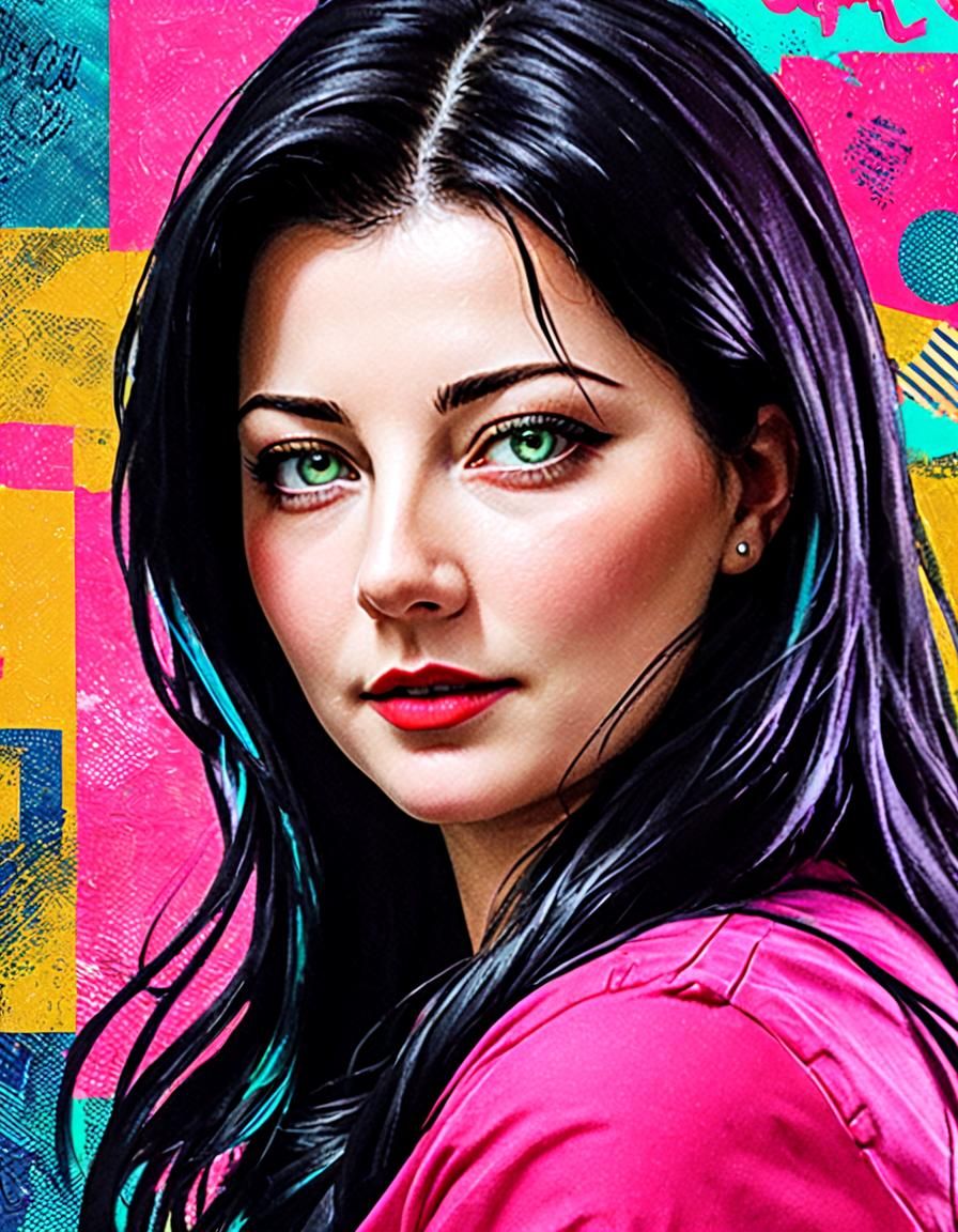 Pop Art Portrait of a Girl with Green Eyes