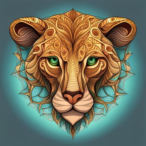 Abstract Wild Animals with Fractal Zentangle Design