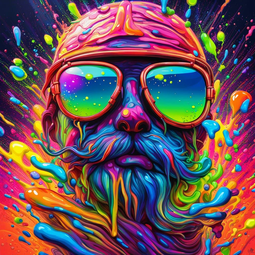 Liquid Portrait of Mirrored Sunglasses in Splash Art