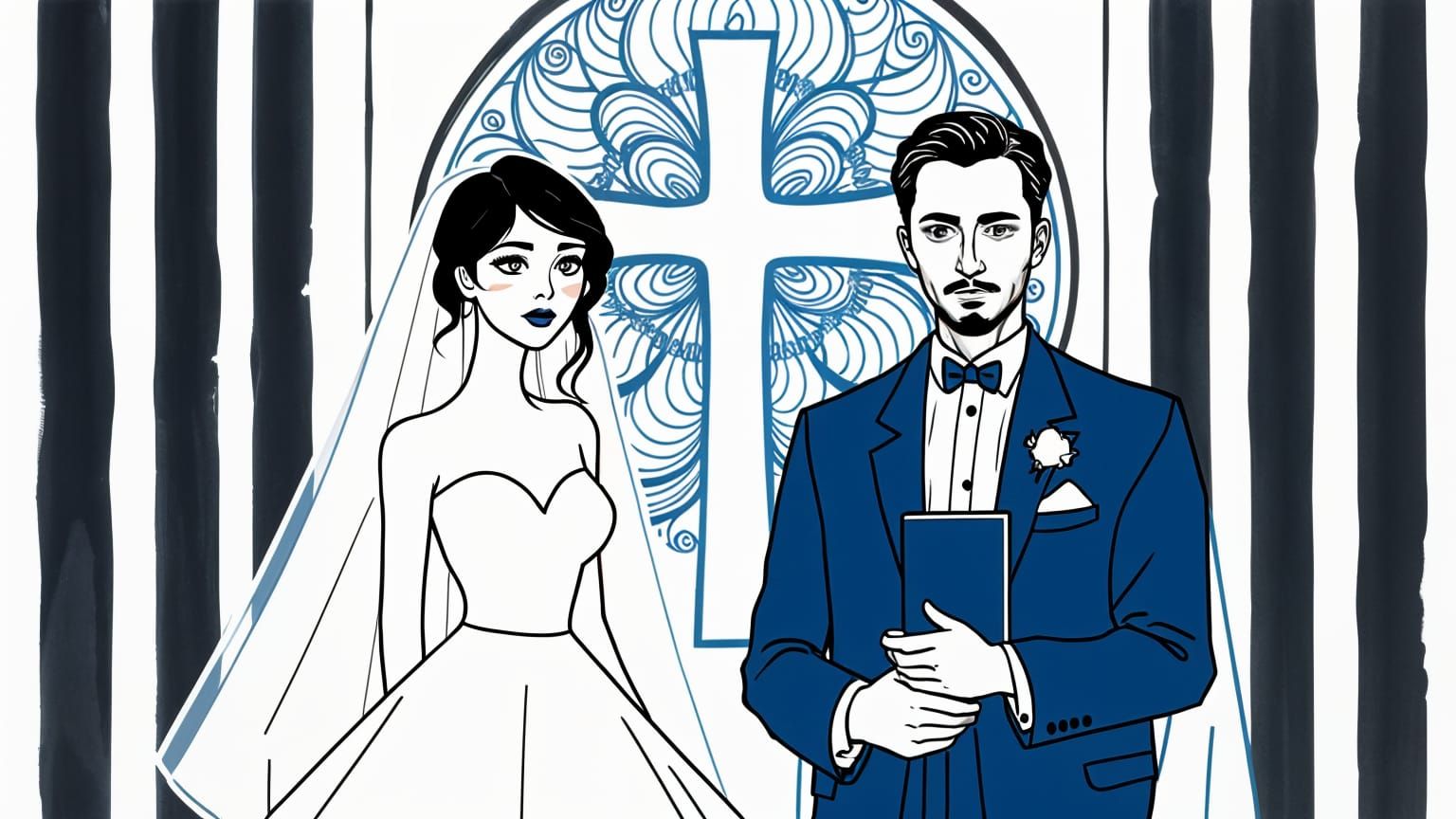 Surreal Minimalist Wedding Scene in Dark and Moody Hues