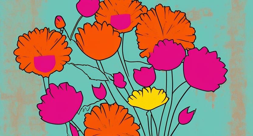 Vibrant Floral Lady in Pop Art Style