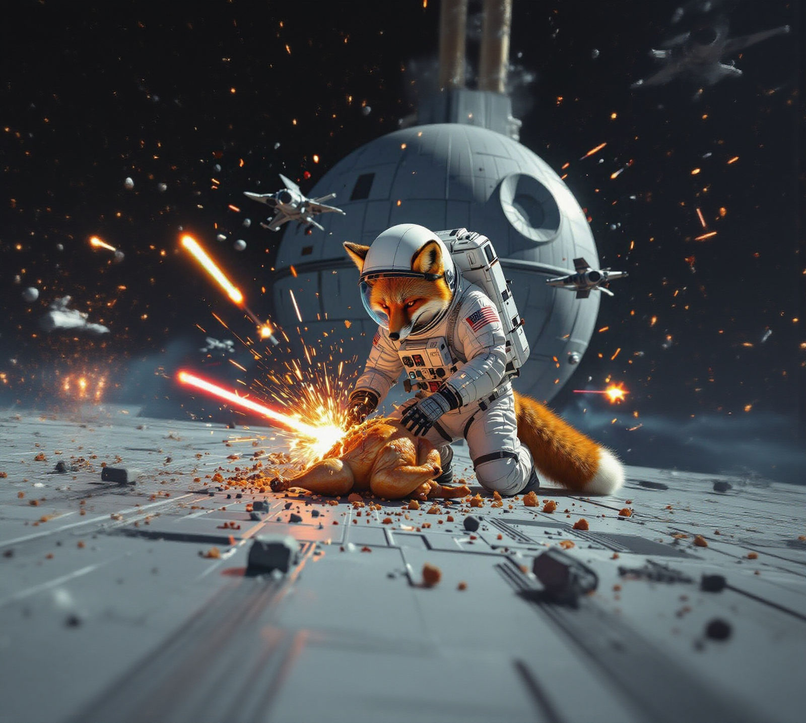 Fox Versus Chicken in Space Battle Over Death Star