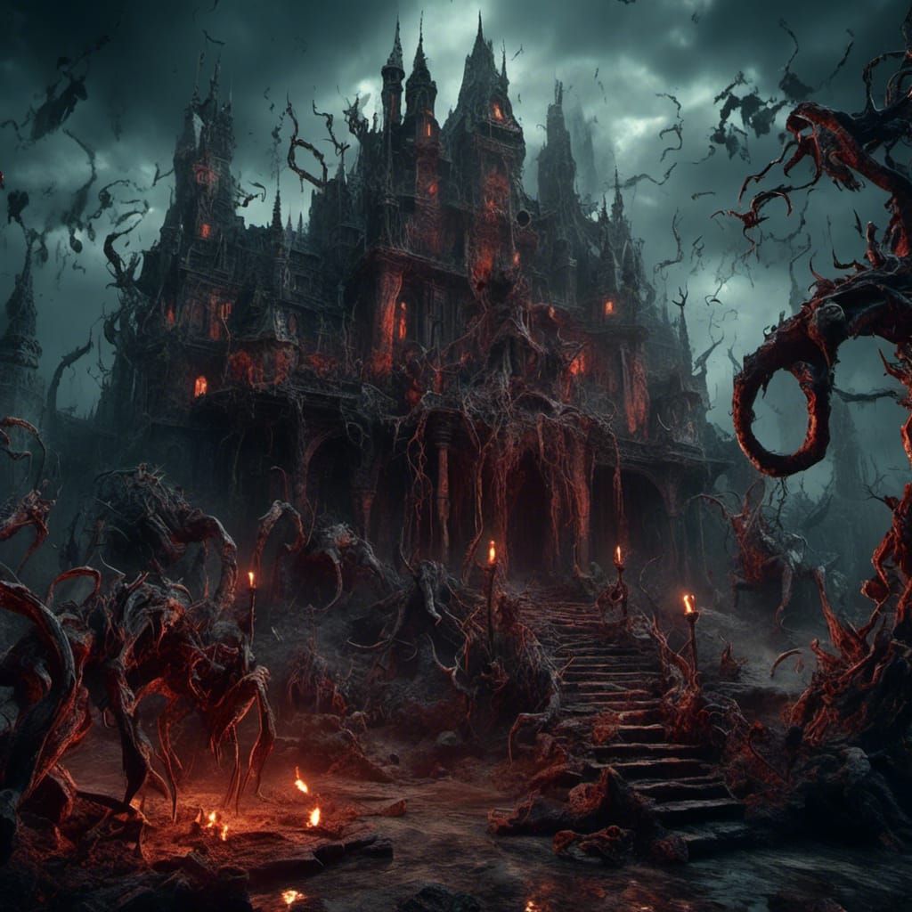 Fantastical Painting of Figure Drinking Hatred