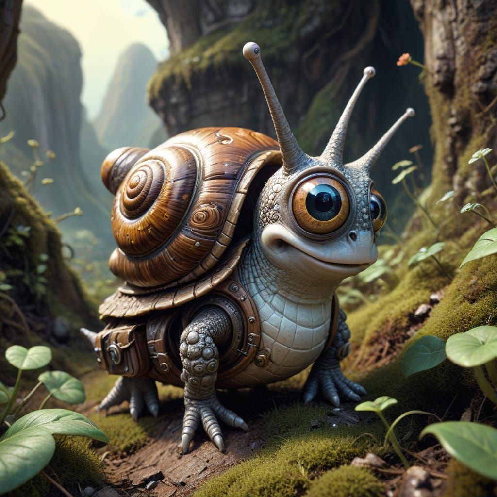 Curiously four-legged snail