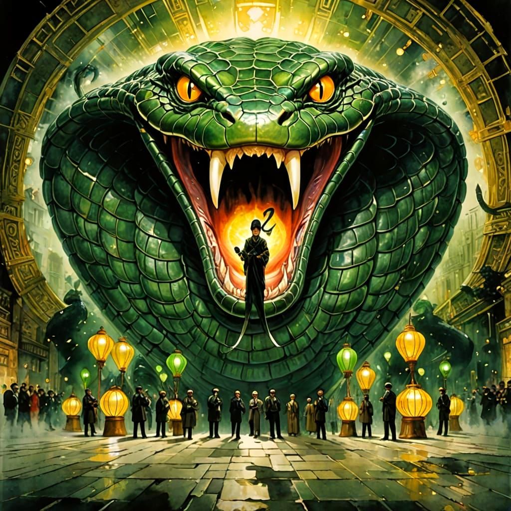 Regal Cobra Masterpiece in Vibrant Watercolor Style