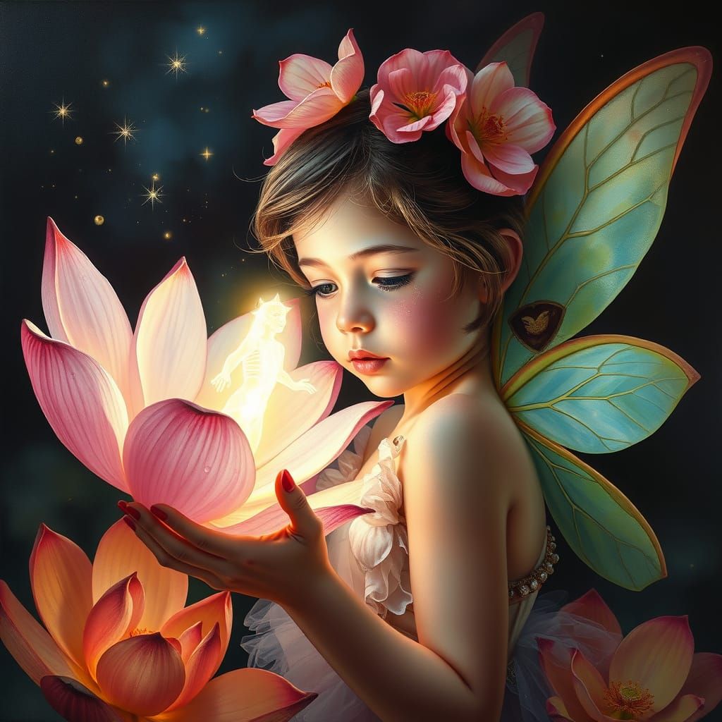 Whispering Fairy Within Lotus Bloom