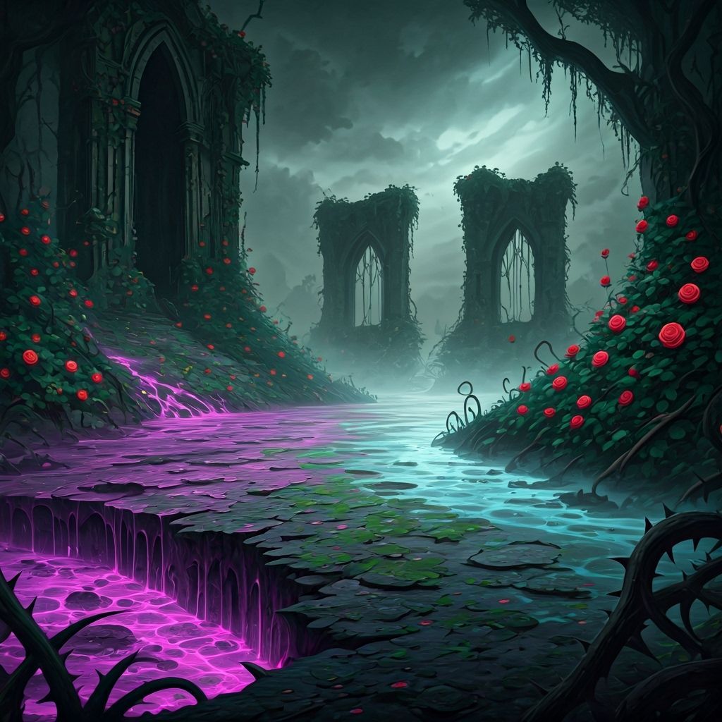 Haunting Feywild Swamp Divided by Magic Forces