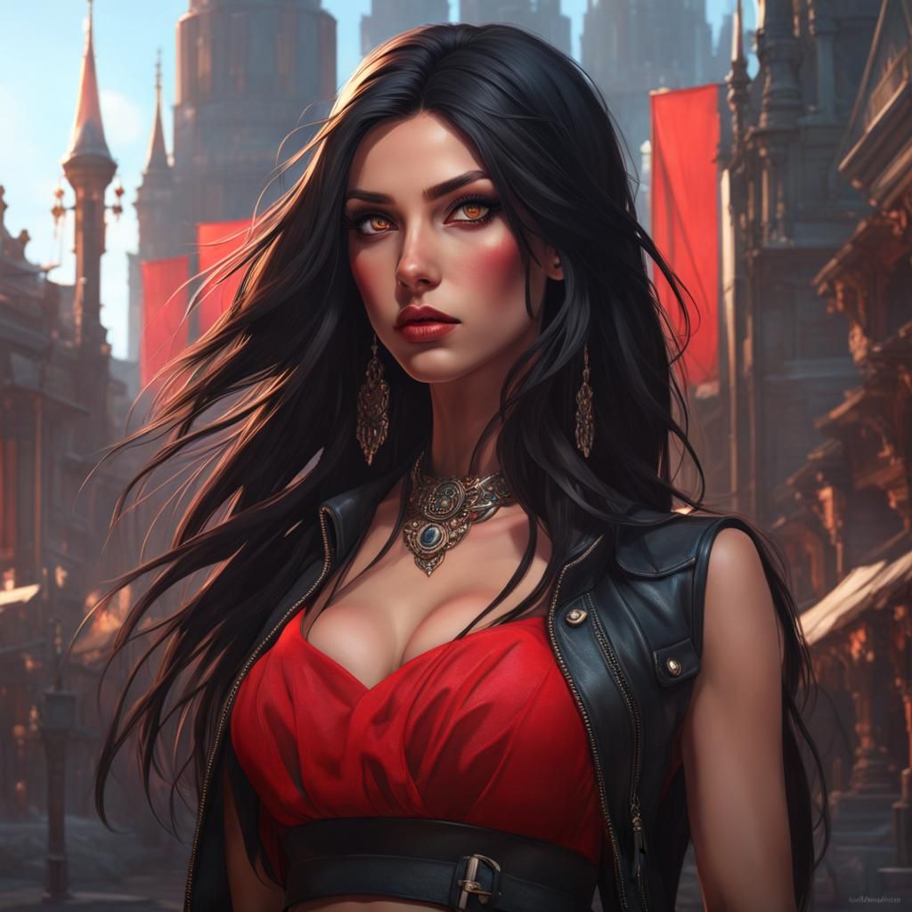 Grunge Girl Portrait in Hyperdetailed Digital Art Style