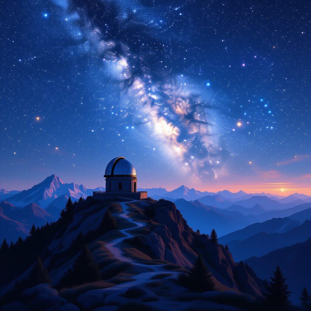 Cosmic Observatory Under Shimmering Stars