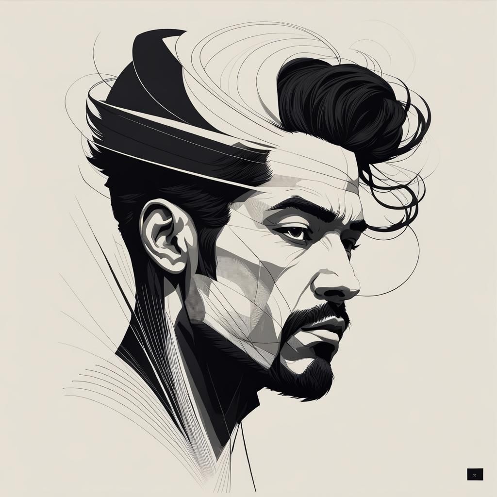 Minimalist Line Art Portrait of Ba'al