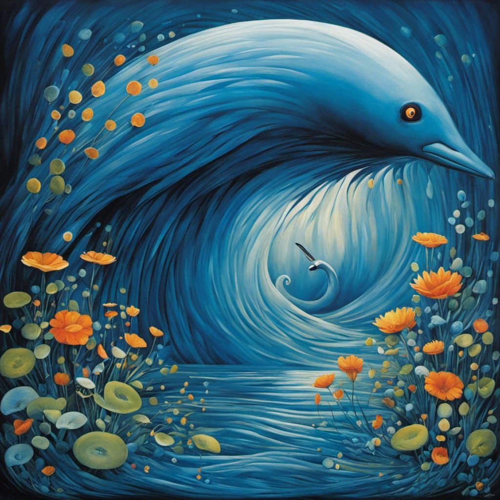 Blue Splash in Surrealist Painting Style
