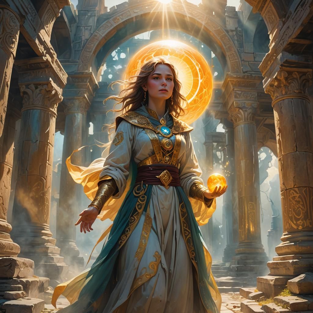 Alina Starkov Summons Sun Orb in Oil Painting