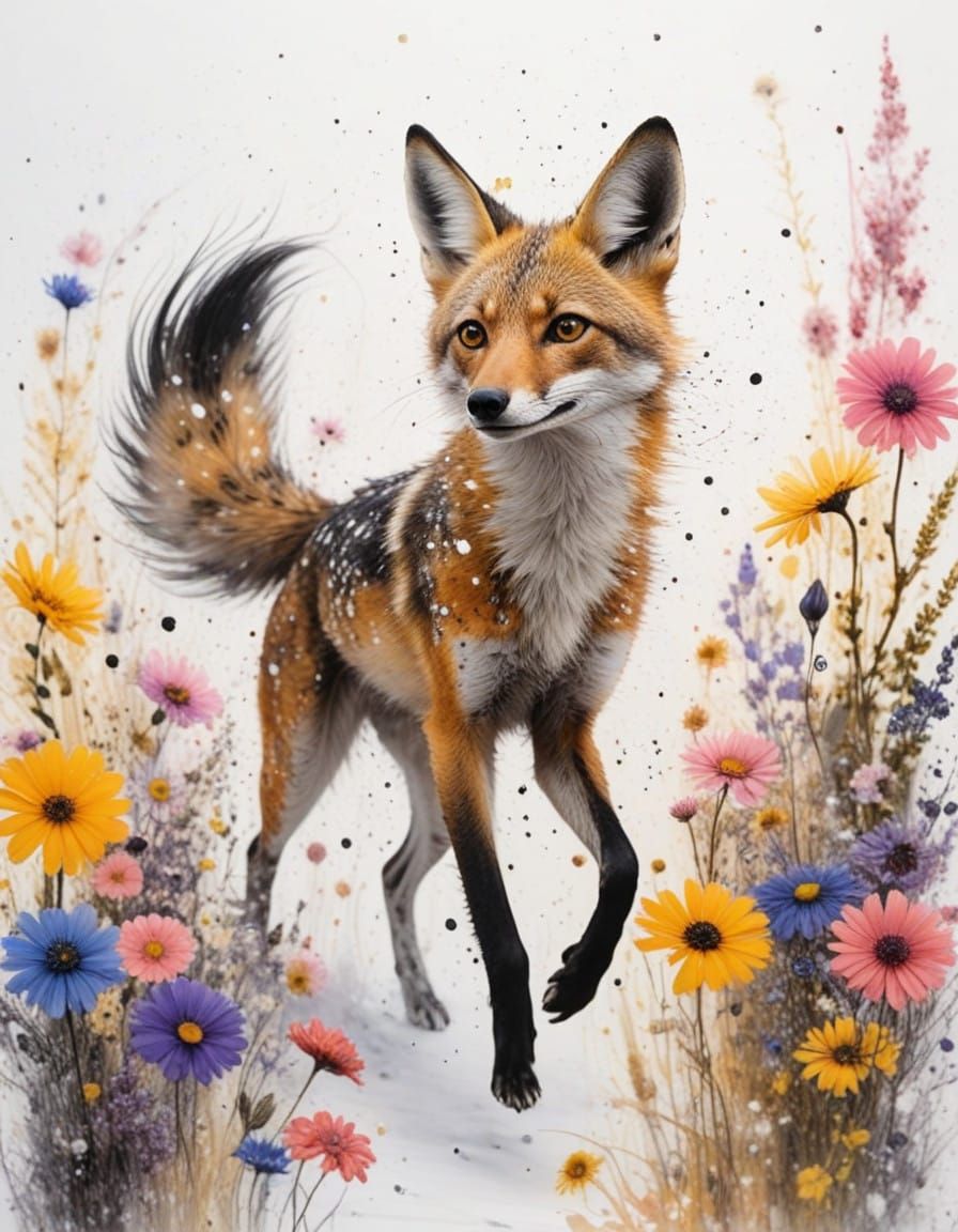 Ethereal Jackal in Vibrant Summer Bloom