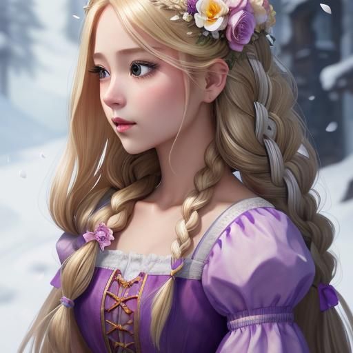 Princess Rapunzel Portrait in Hyper-Realistic Style