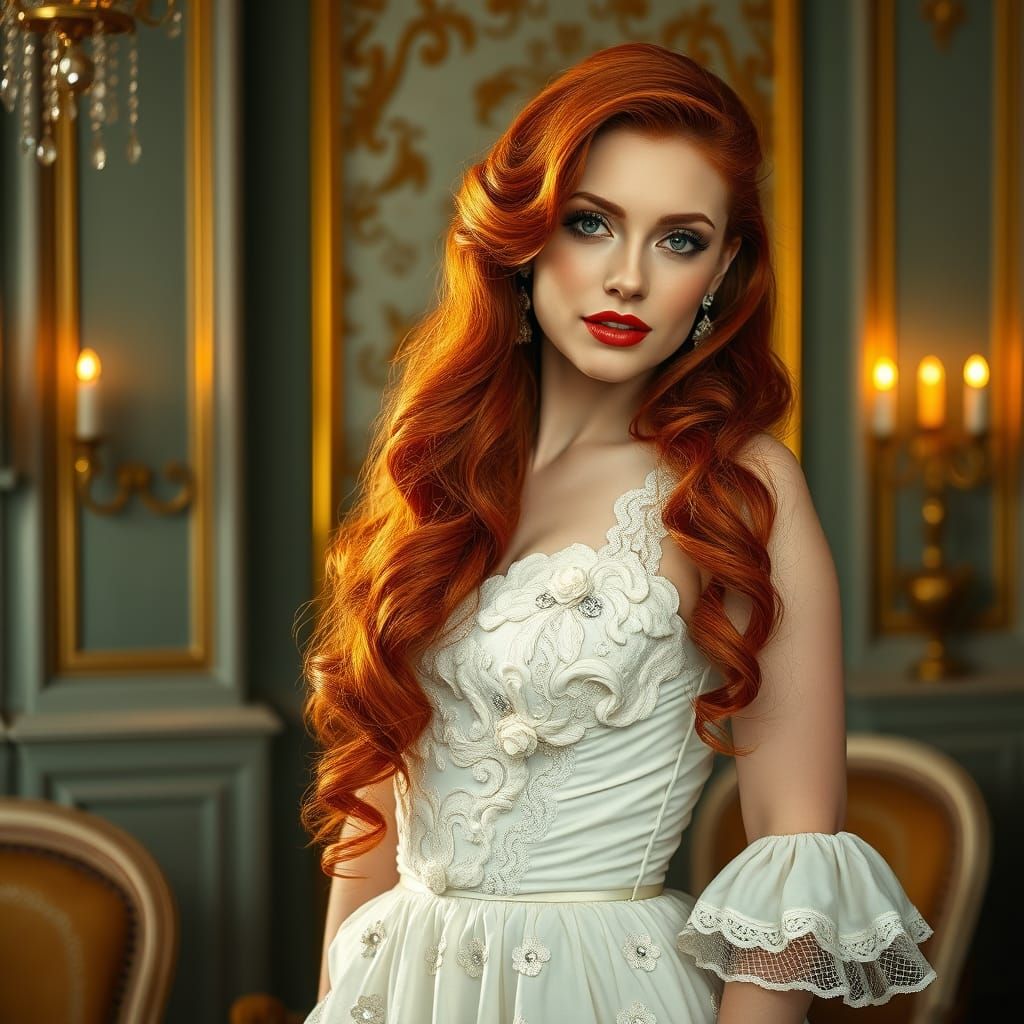 Gorgeous Woman in Opulent Burlesque-Inspired Gown