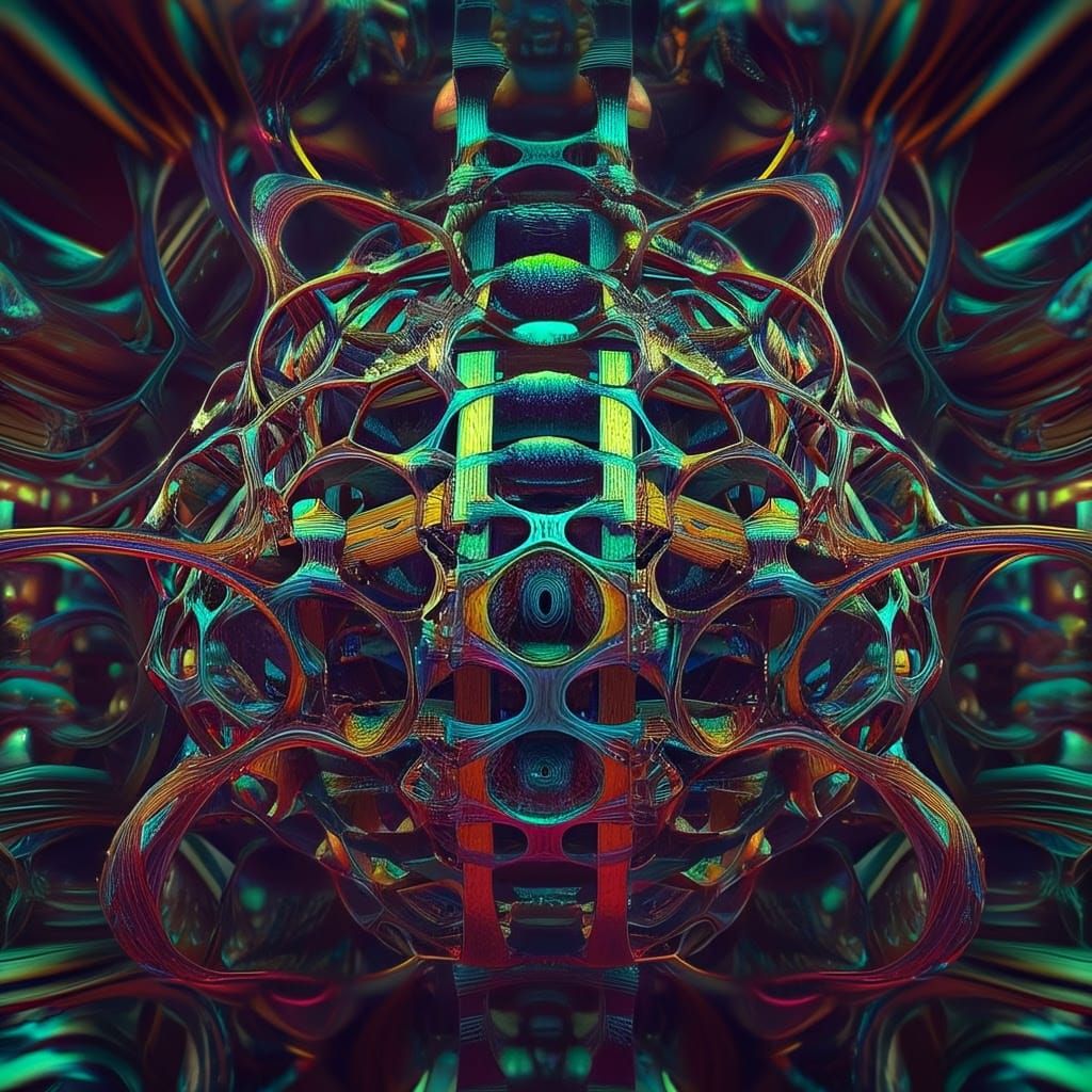 Mysterious, Shimmering Lattice Structure in Futuristic Style