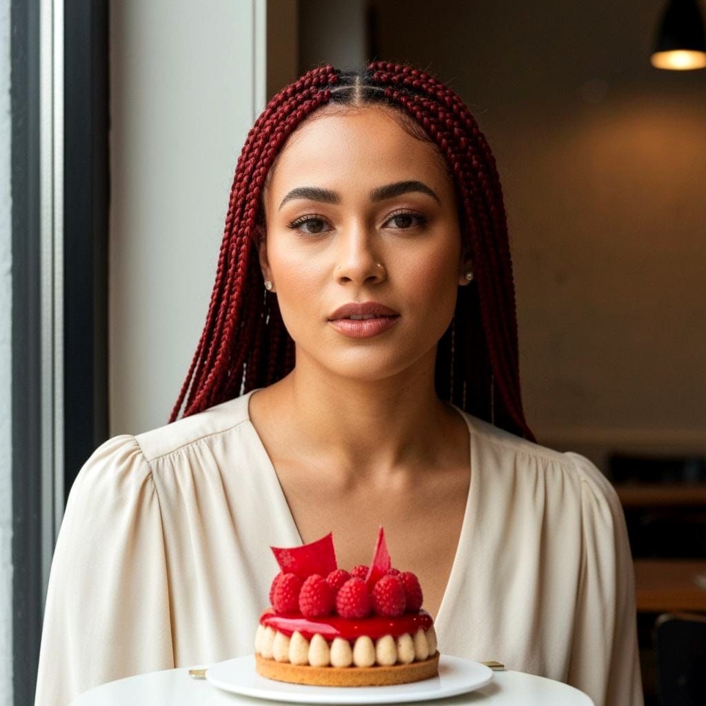 Raspberry Dessert with Braided Red-Haired Model