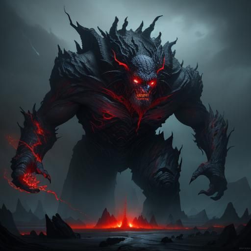 Colossal Deepslate Creature in Dark Fantasy Style