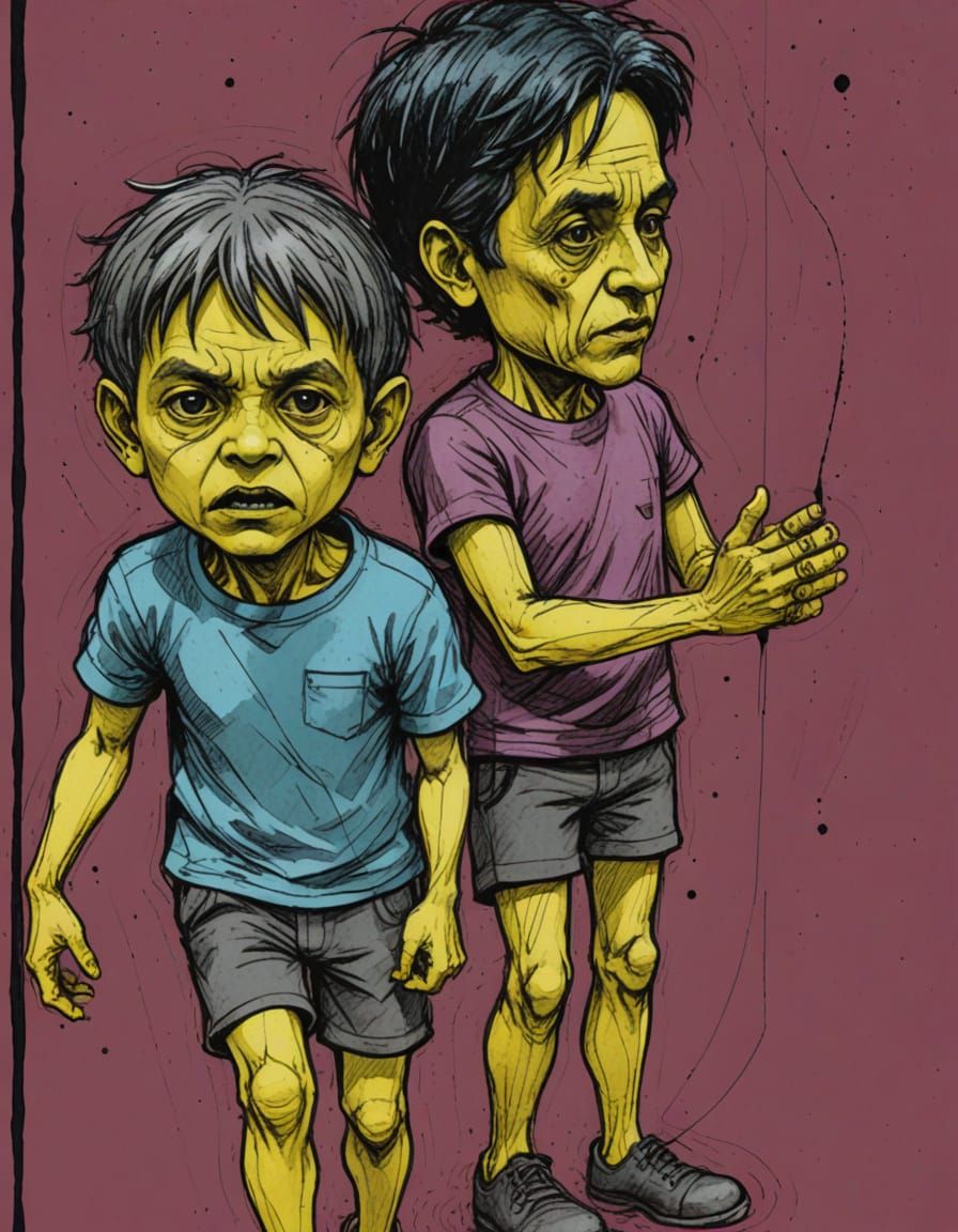 Gothic Comic Horror: Man Surrounded by Ocean Monsters