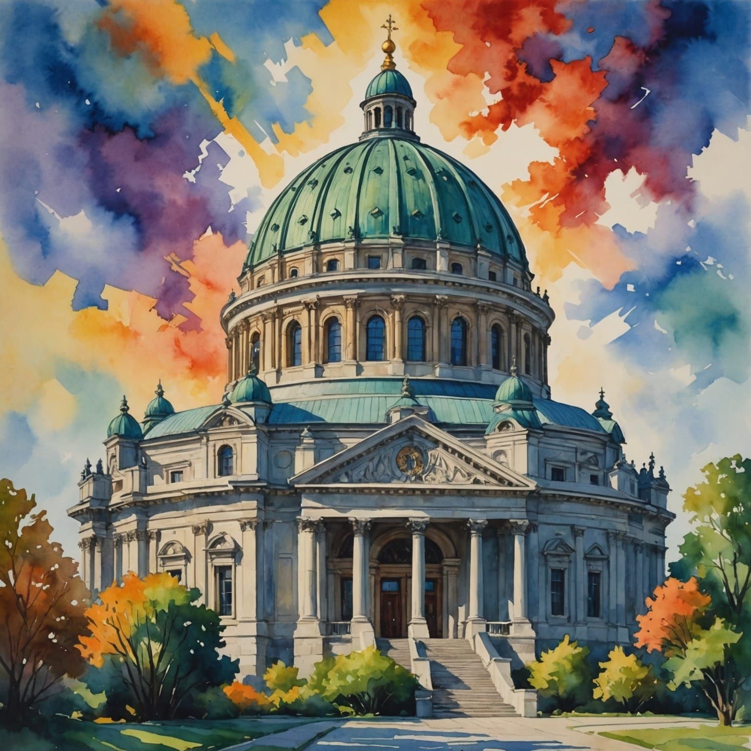 Refuge Dome in Gouache Style Watercolor