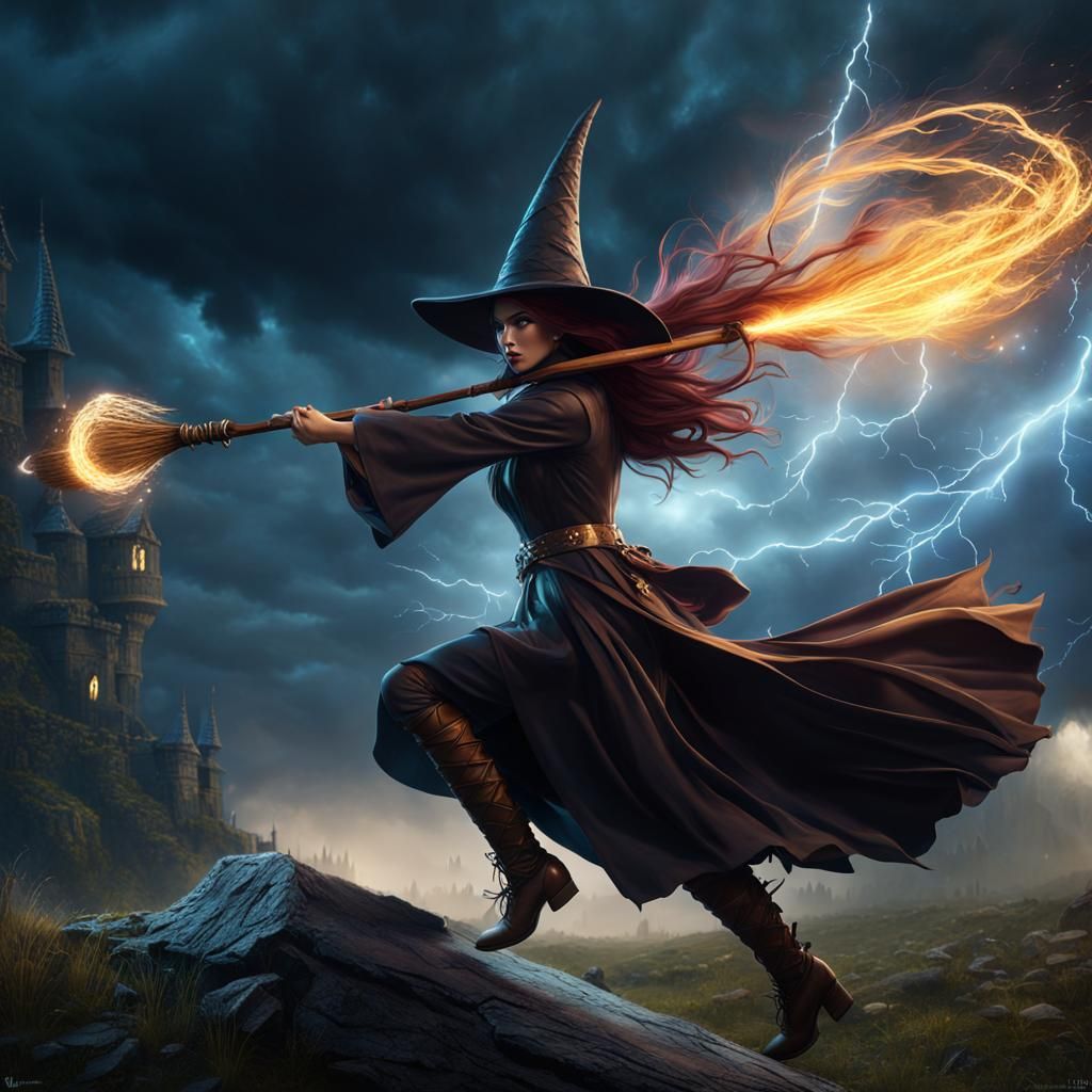Witch's Stormy Duel: A Fantasy Art Masterpiece