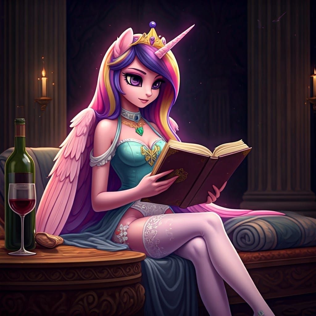 Elegant Alicorn Princess Sips Wine in Cinematic Still