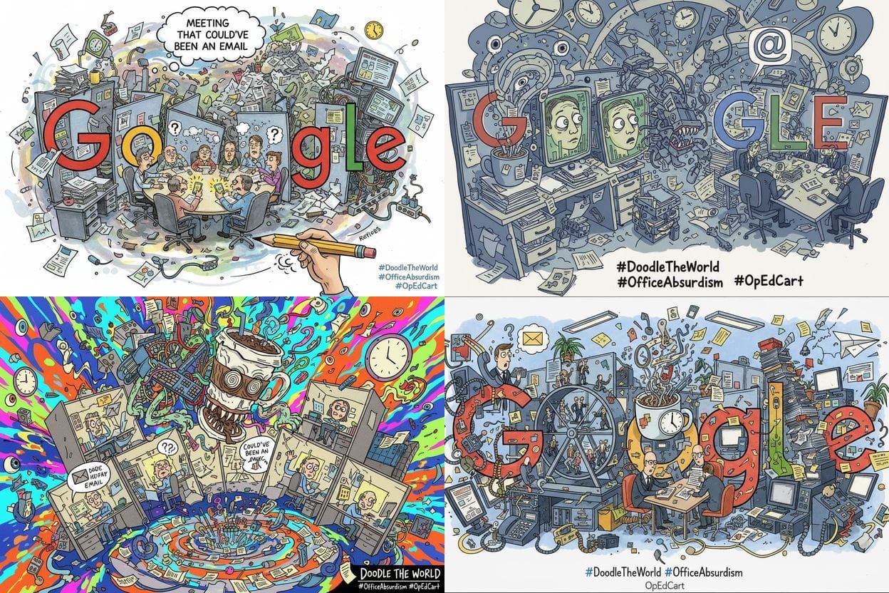 Surreal Cubicle Chaos: Meeting Absurdity Art