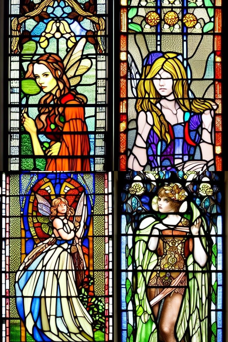 Fairy Portrait in Stained Glass Window