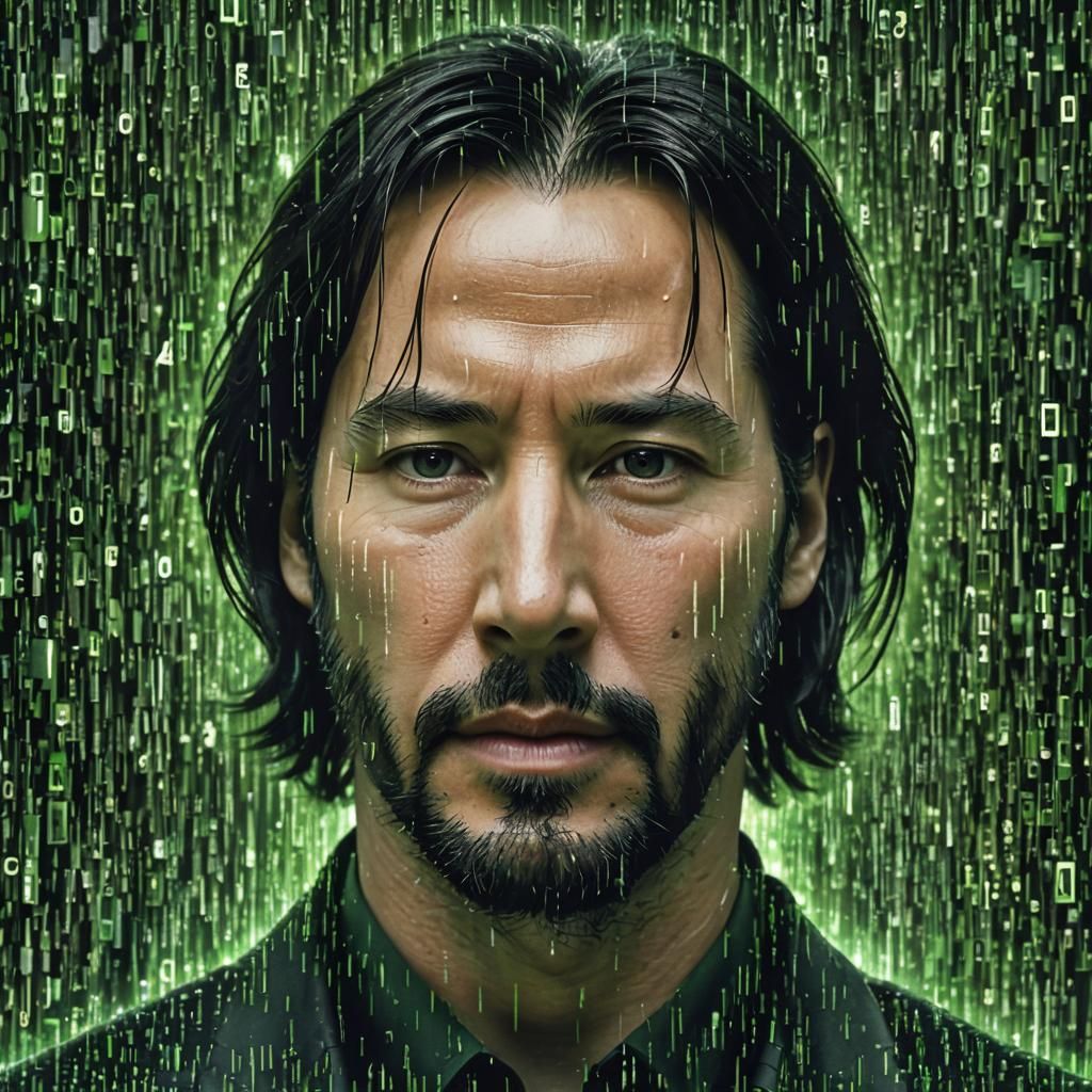 Matrix Style Portrait in Binary ASCII Art