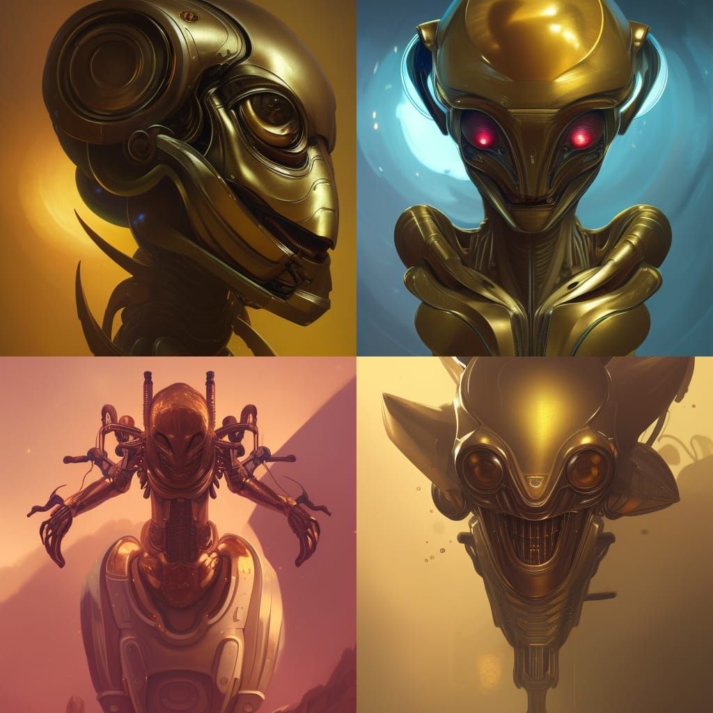 Golden Cyborg Monkey King Portrait in 8k