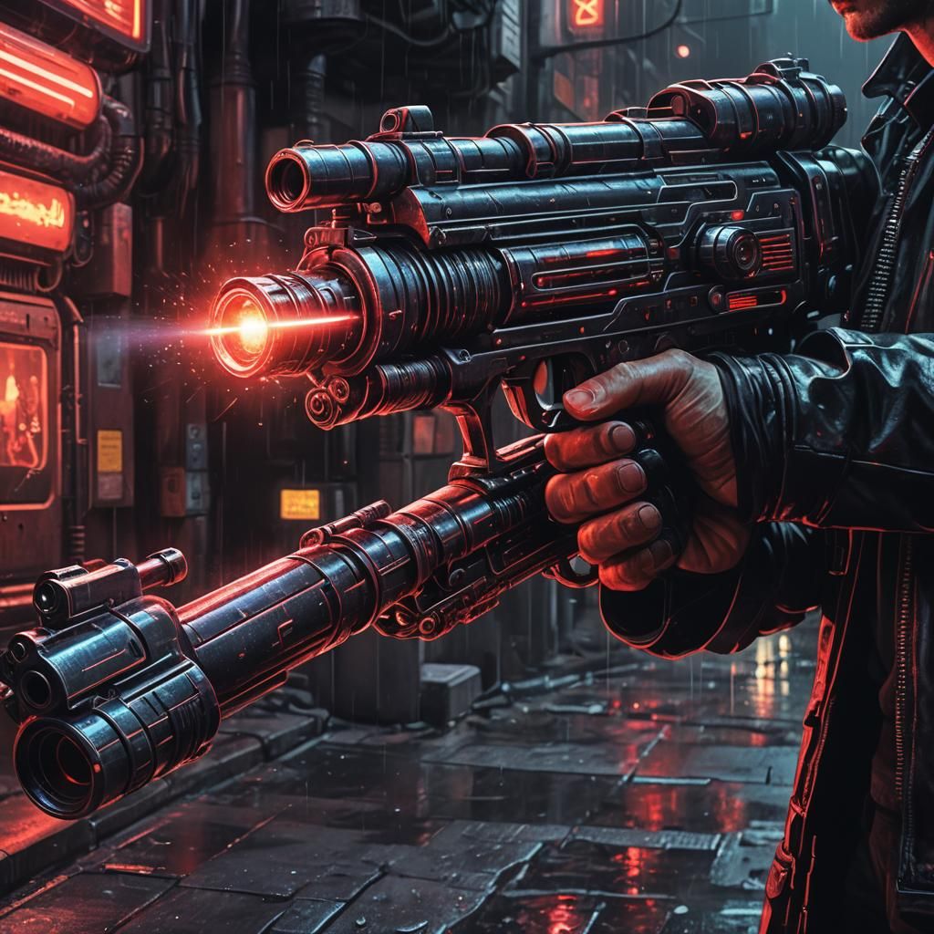 Sci-Fi Blaster in Gritty Industrial Setting