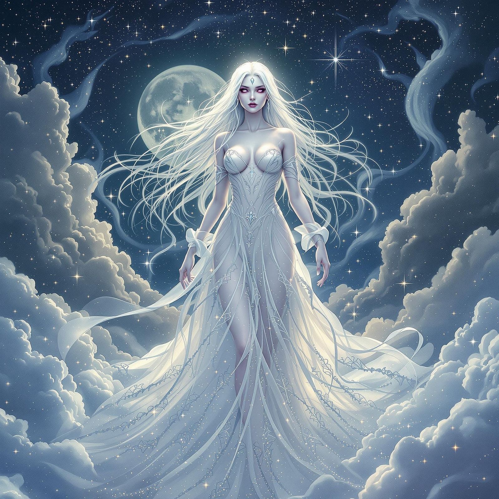 Celestial Goddess in Dreamy Surreal Landscape