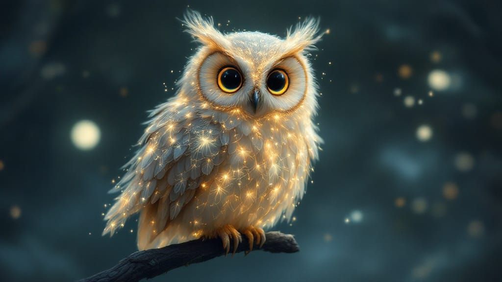 Ethereal Owl with Lacy Plumage in Dreamscape Style