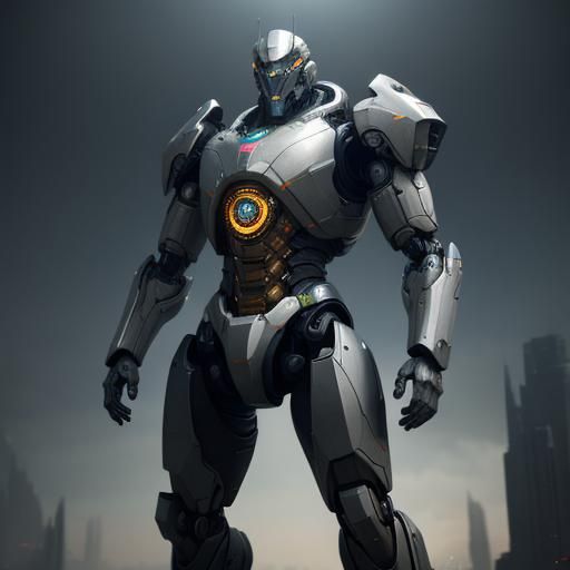 Futuristic AI-Human Mech Fusion in Sci-Fi Style