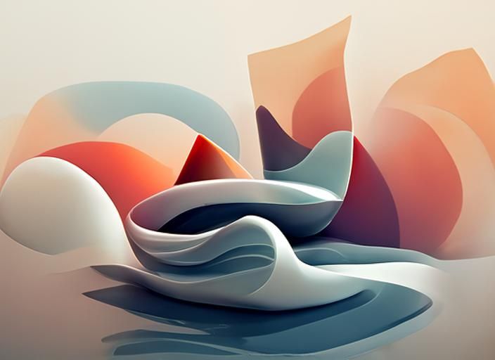 Serene Abstract Forms in Digital Art