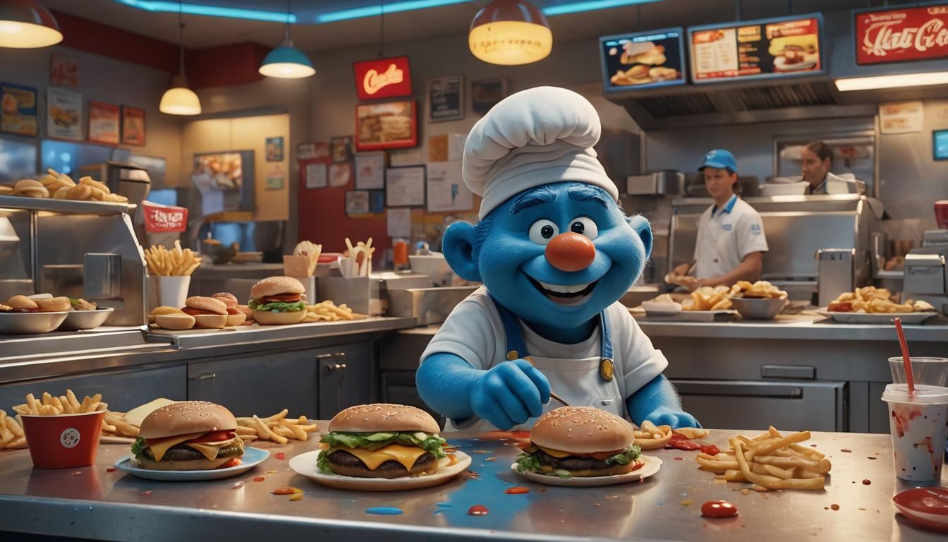 Smurf Serves Up Burgers in a Futuristic Fast Food Joint