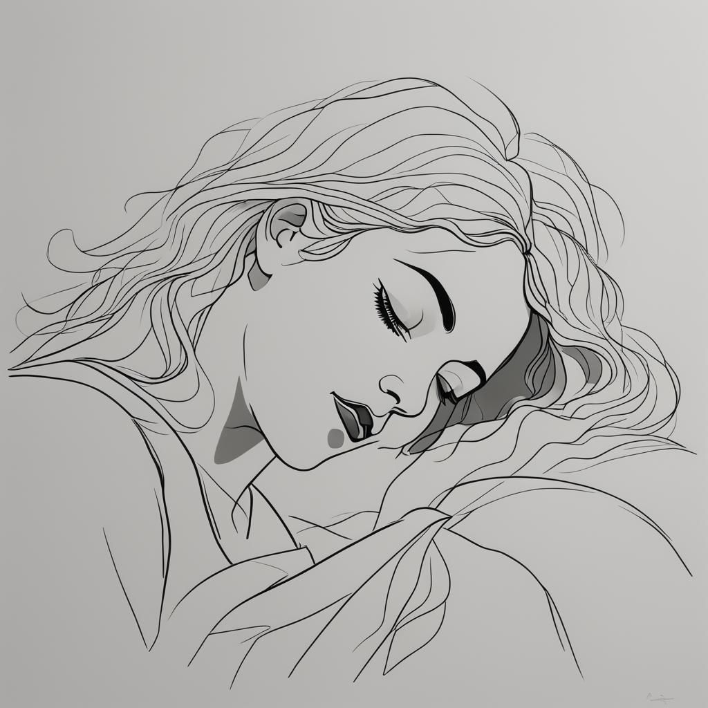 Minimalist Sleeping Beauty Silhouette in Picasso Style