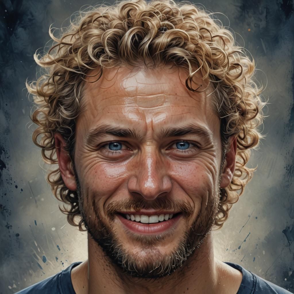 Hyperrealistic Portrait of a Blond Eurasian Man