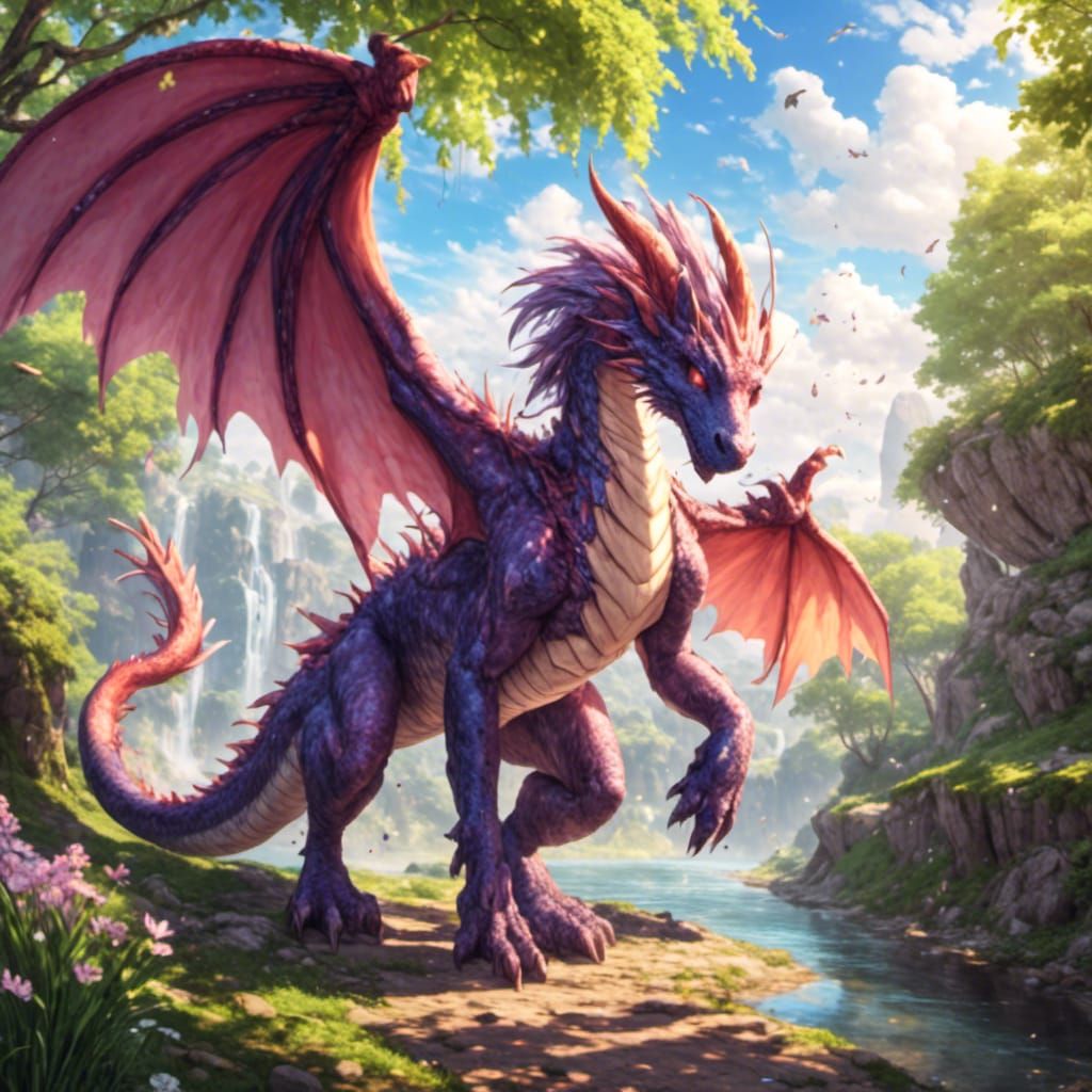 Female Anthro Dragon in Soft Painterly Style