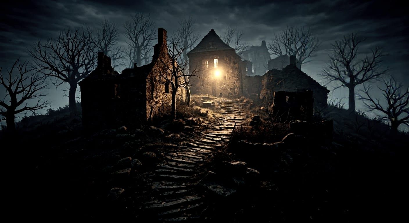Eerie French Village in Dark Fantasy Style