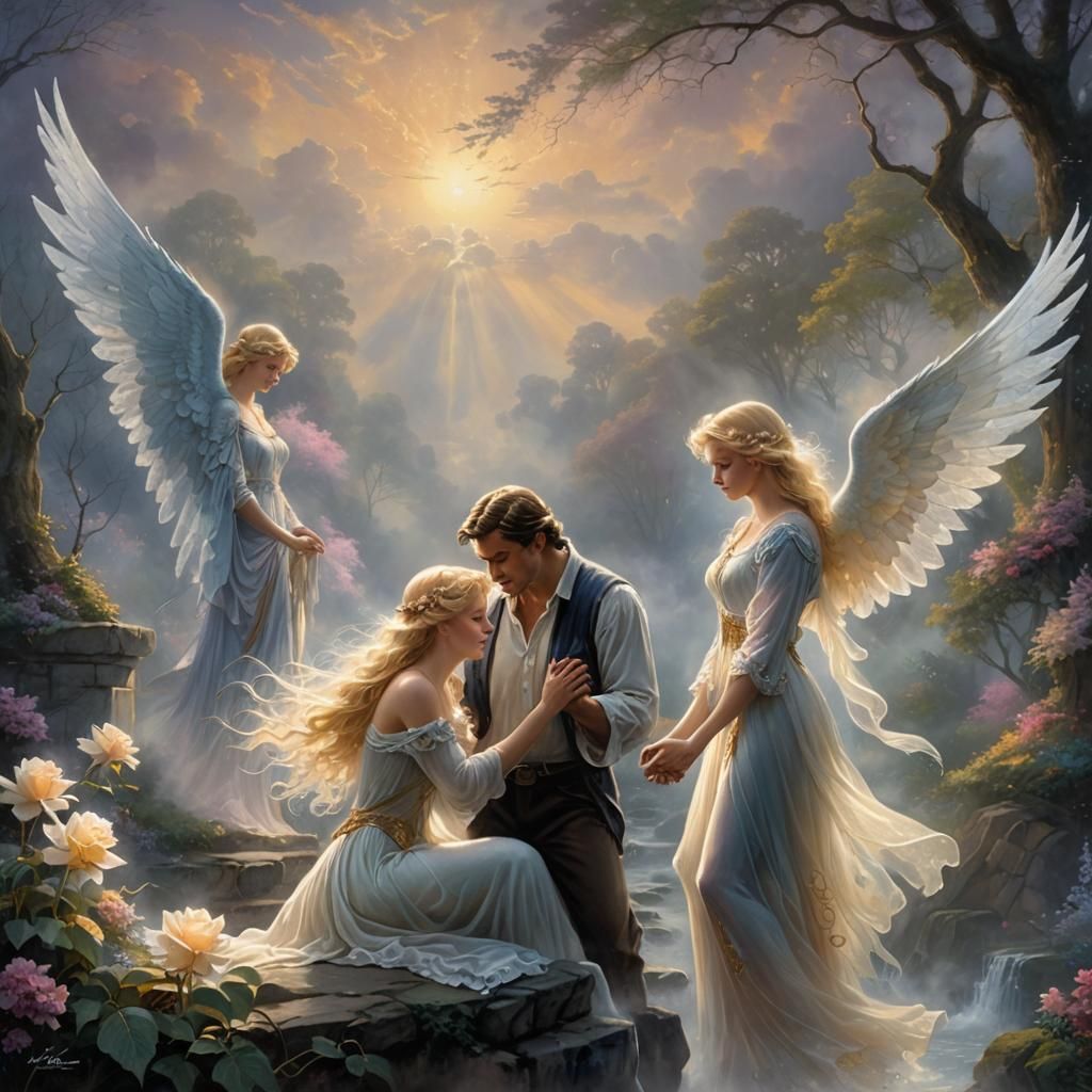 Angelic Couple in Ethereal Fantasy Style
