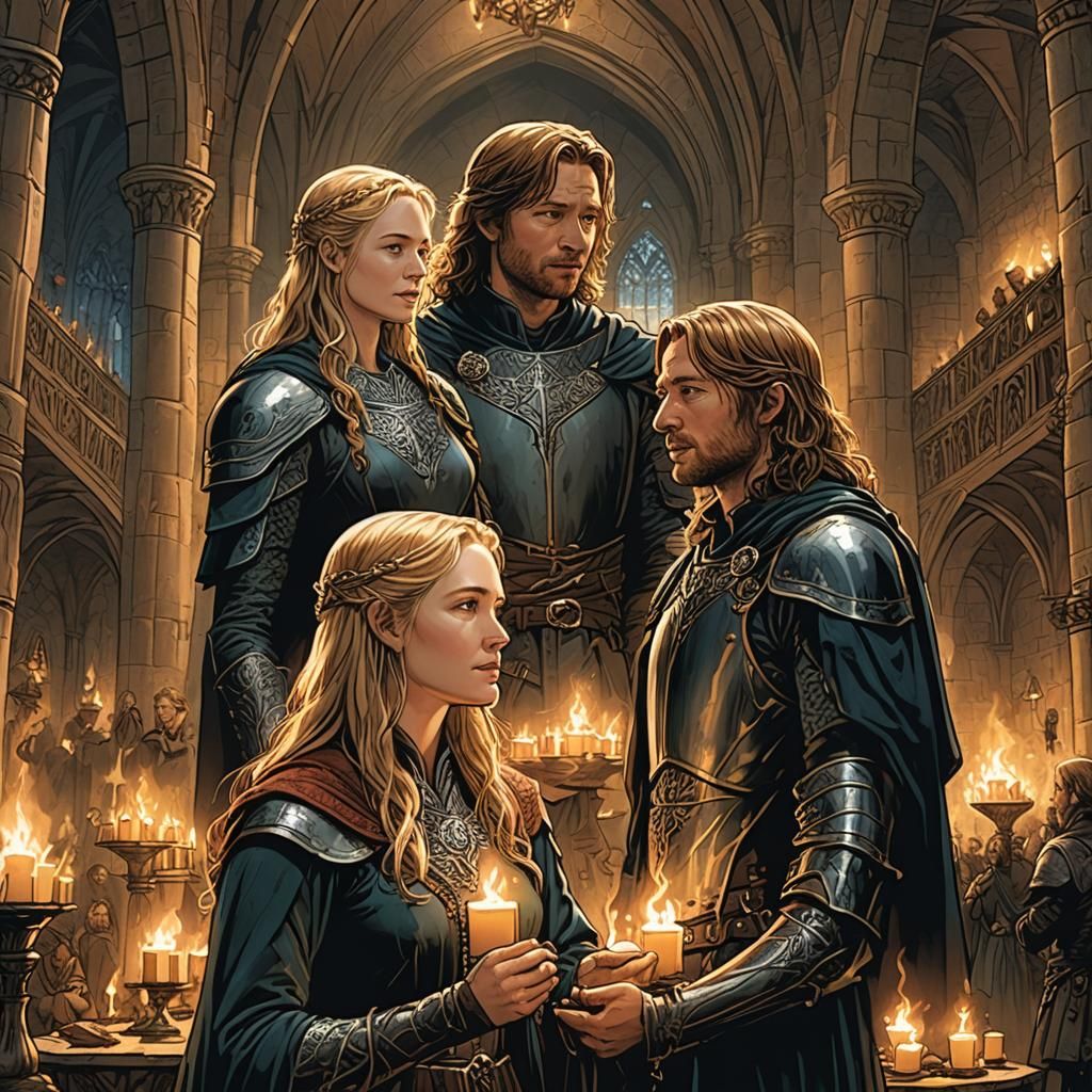 Eowyn and Faramir: Comic Book Hall Scene
