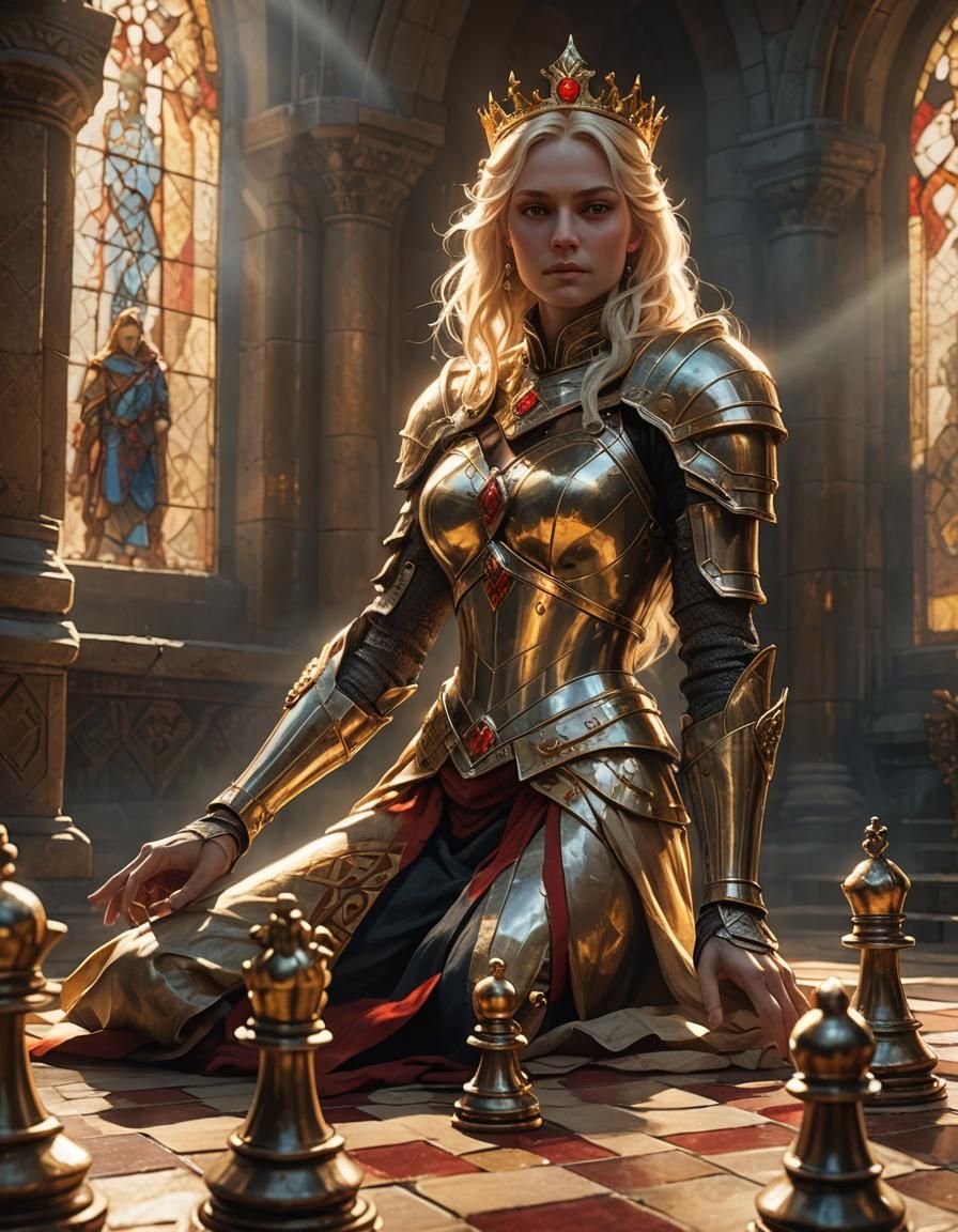 Chess Queen in Golden Light: Domaradzki and Thorp Style