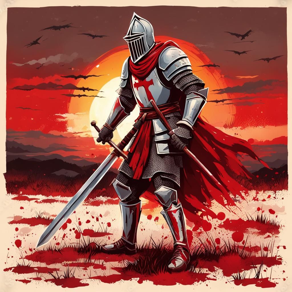 Knight on Battlefield in Giotto Style