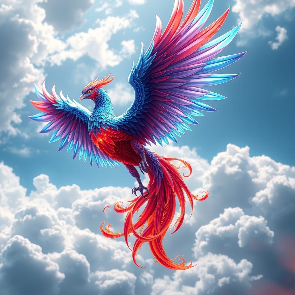 Majestic Phoenix Soars Between Heaven and Hell in Vibrant 3D...