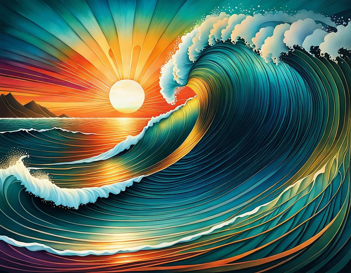 Magical Hawaiian Sunset with Zentangle Details