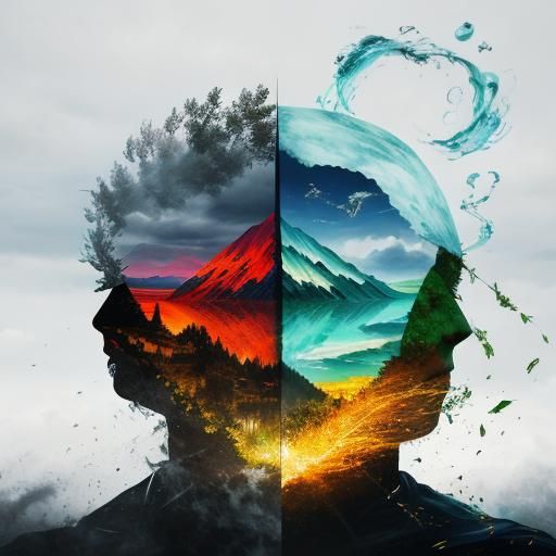 Double Exposure Art of the Four Elements
