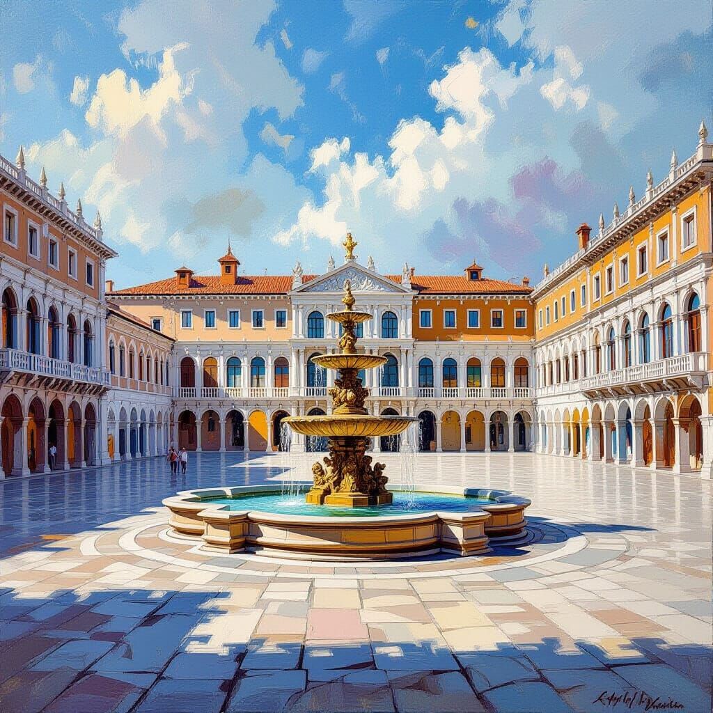 Baroque Fountain in Ancient City Square
