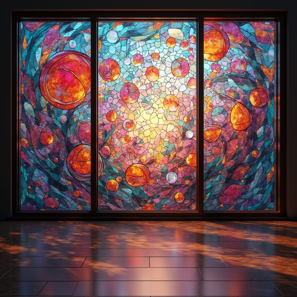 Modern Stained Glass in 3D Photorealistic Style